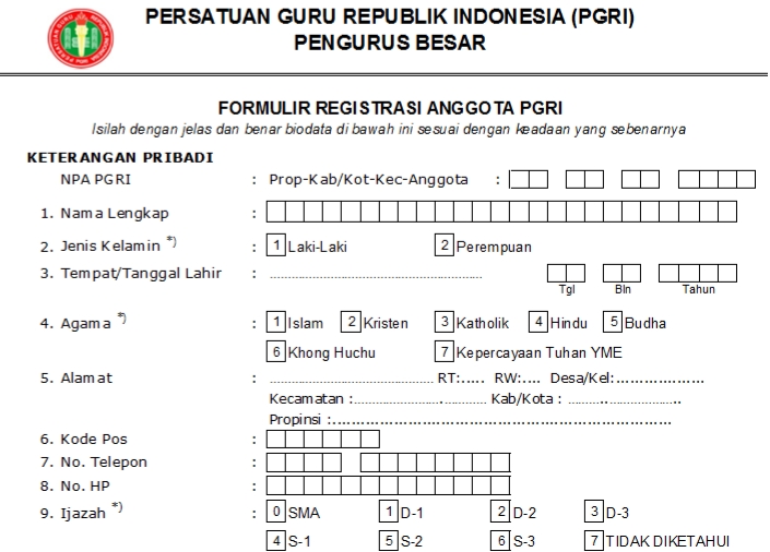 Pendaftaran PGRI Tojo Una-Una - Persatuan Guru Republik Indonesia Cabang Tojo Una-Una